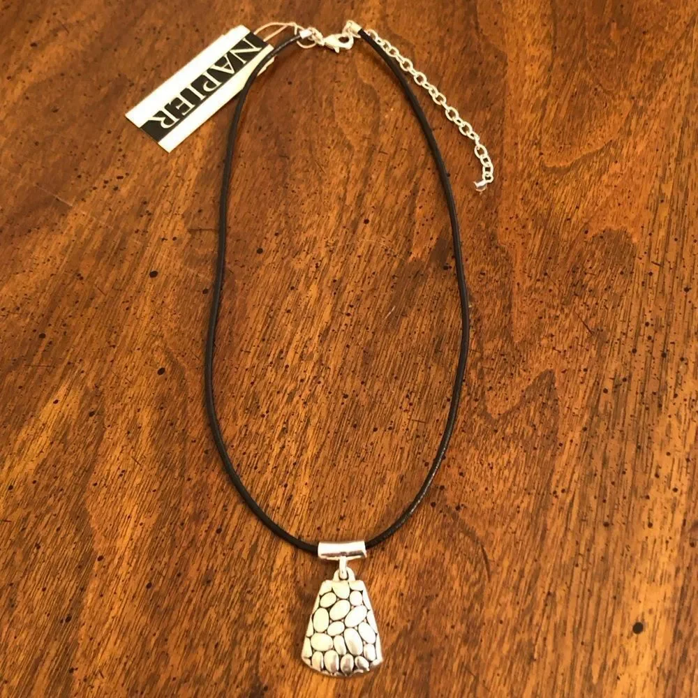 Napier | Leather Pendant Necklace | 16” Adjustable